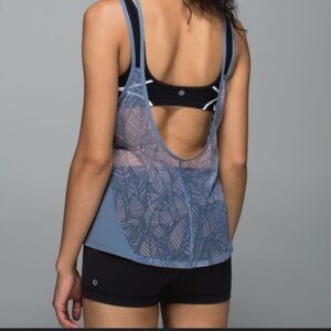 Lululemon Athletica Blue and Black Mesh Tank